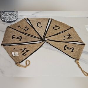 LOT OF 2 - Welcome Burlap Banners NWTs